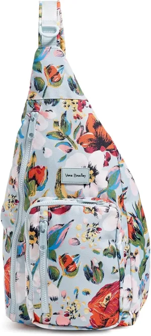 Vera Bradley Women's Recycled Lighten Up Reactive Sling Backpack, Sea Air Floral, One Size