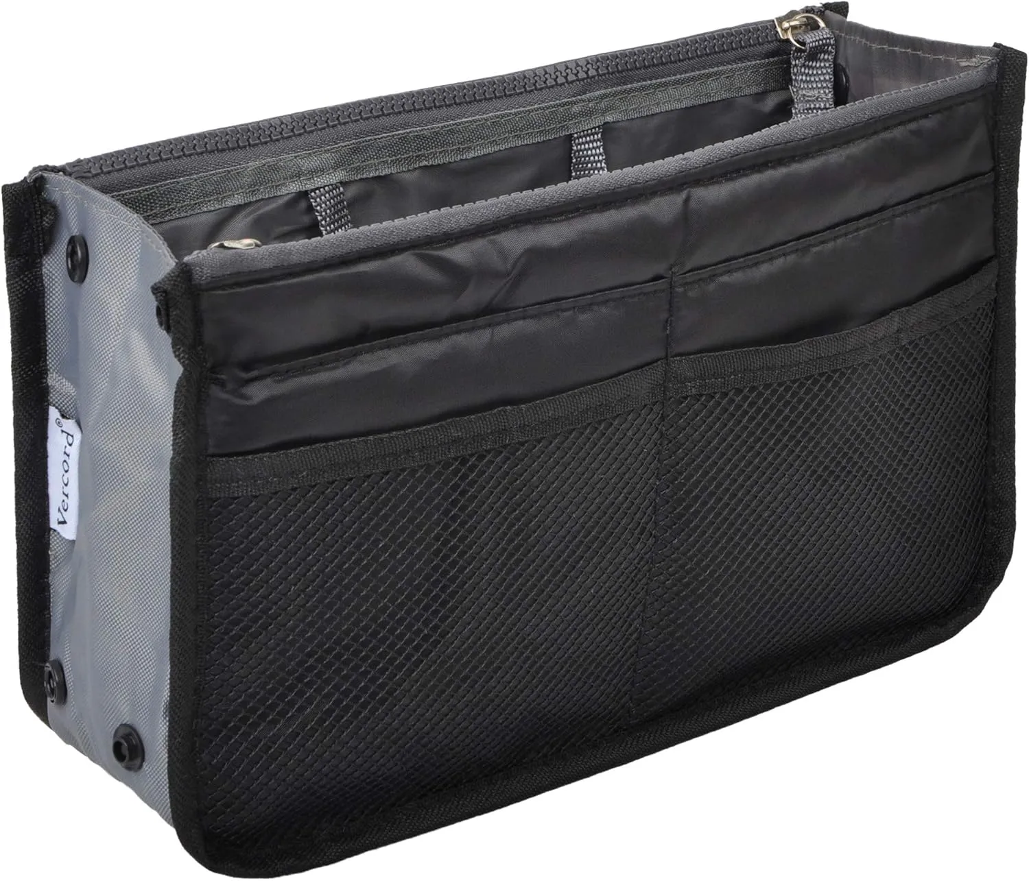 Vercord Purse Organizer Insert for Handbags Bag Organizers Inside Tote Pocketbook Women Nurse Nylon 13 Pockets Black Medium