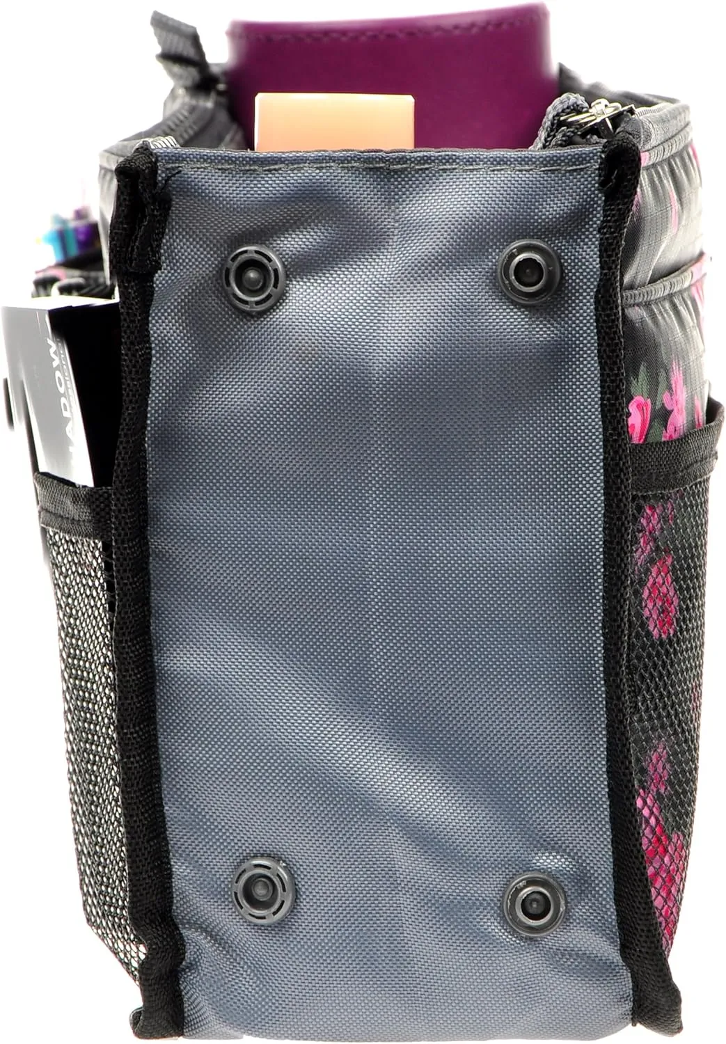 Vercord Purse Organizer Insert for Handbags Bag Organizers Inside Tote Pocketbook Women Nurse Nylon 13 Pockets Black Red Flower Medium