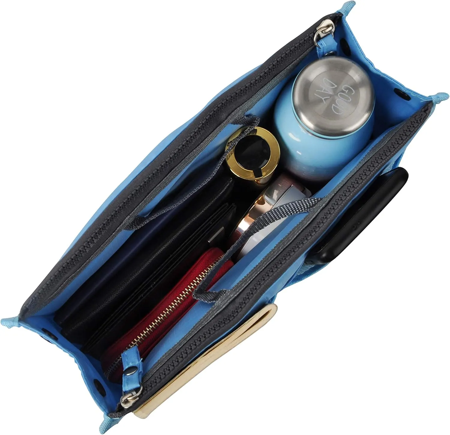 Vercord Updated Purse Handbag Organizer Insert Liner Bag in Bag 13 Pockets Sky Blue Small