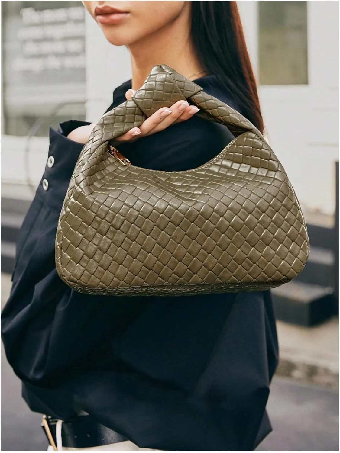 Verdusa Women's Hobo Bags Ruched PU Leather Handbag Clutch Purses Dumpling Pouch Bag