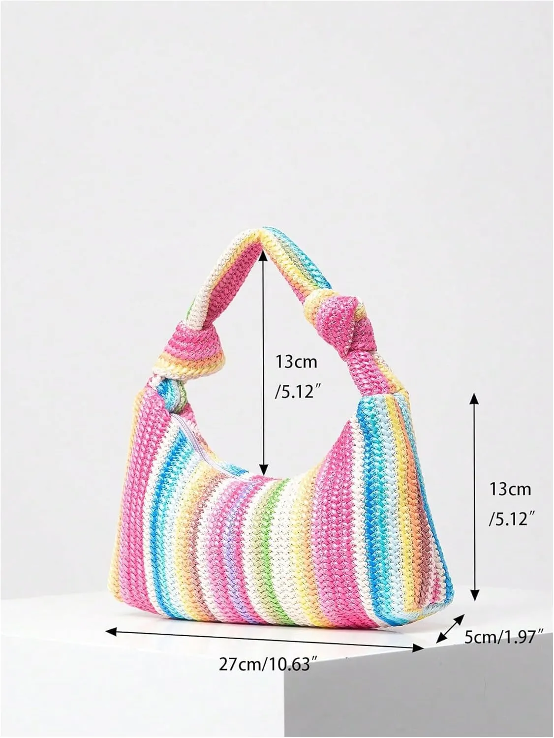 Verdusa Women's Straw Hobo Handbag Knotted Clutch Purse Dumpling Pouch Bag