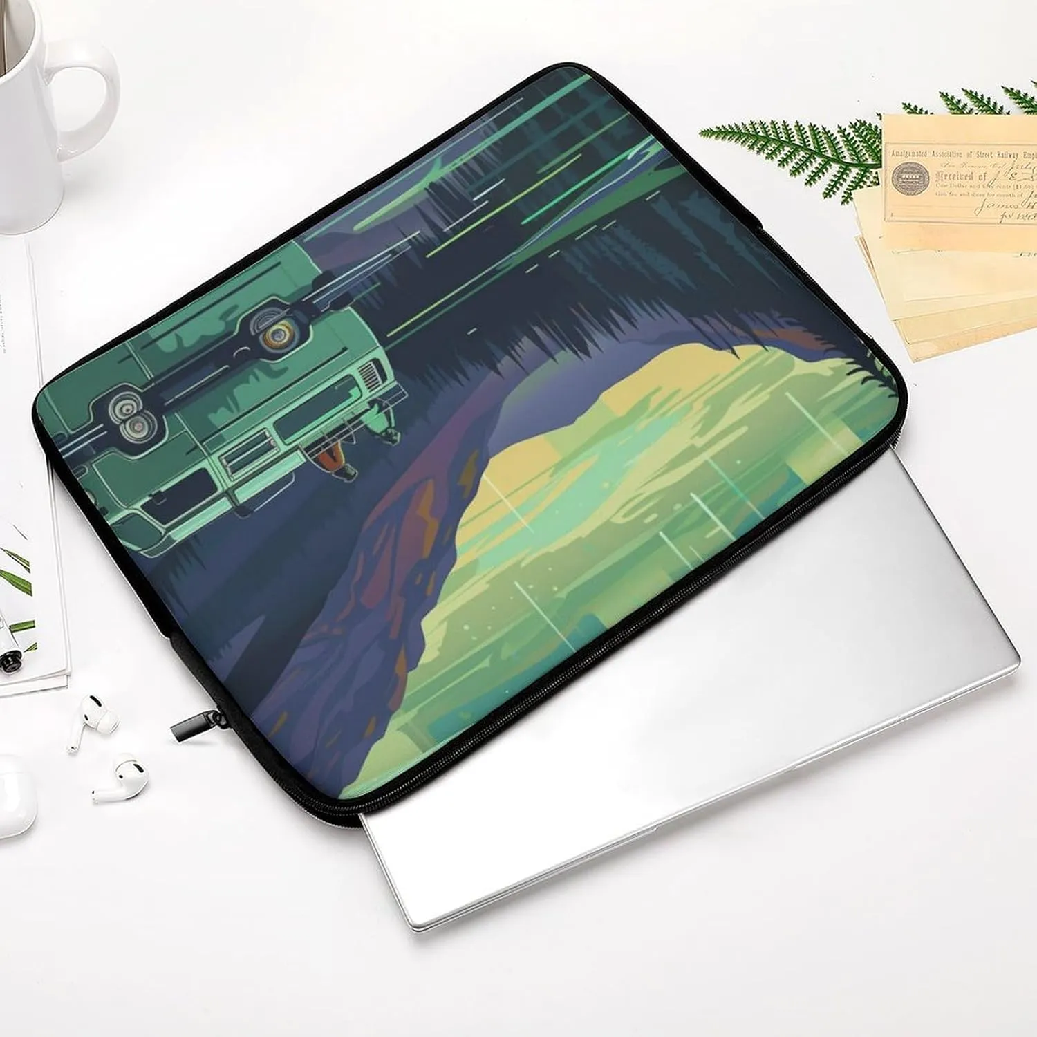 Vintage Aurora Lake Camping Laptop Sleeve 13/15 Inch Briefcase Cover Shockproof Protective Case Handbags Portable Laptop Bag