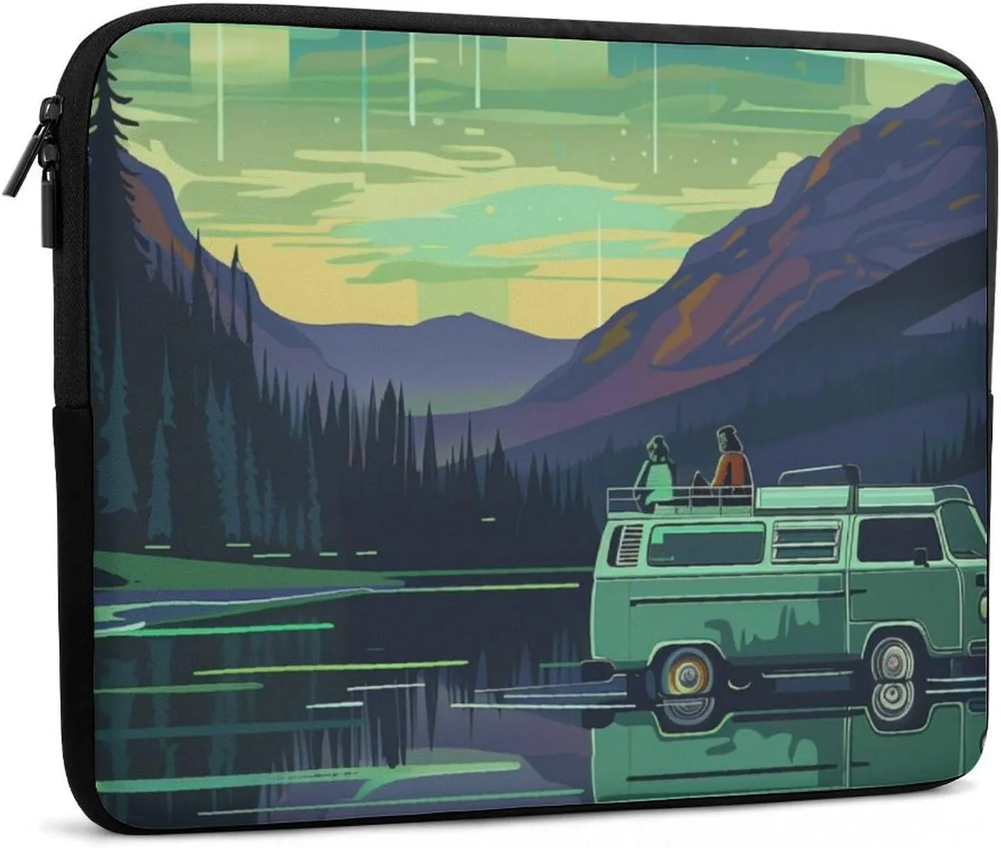 Vintage Aurora Lake Camping Laptop Sleeve 13/15 Inch Briefcase Cover Shockproof Protective Case Handbags Portable Laptop Bag