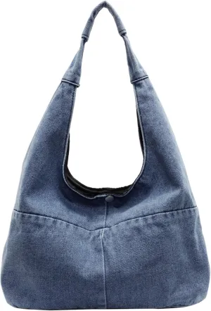Vintage Grunge Tote Bag Y2K Canvas Bag for Women Men, Denim Crossbody Hobo Shoulder Bag Retro Unisex Bag