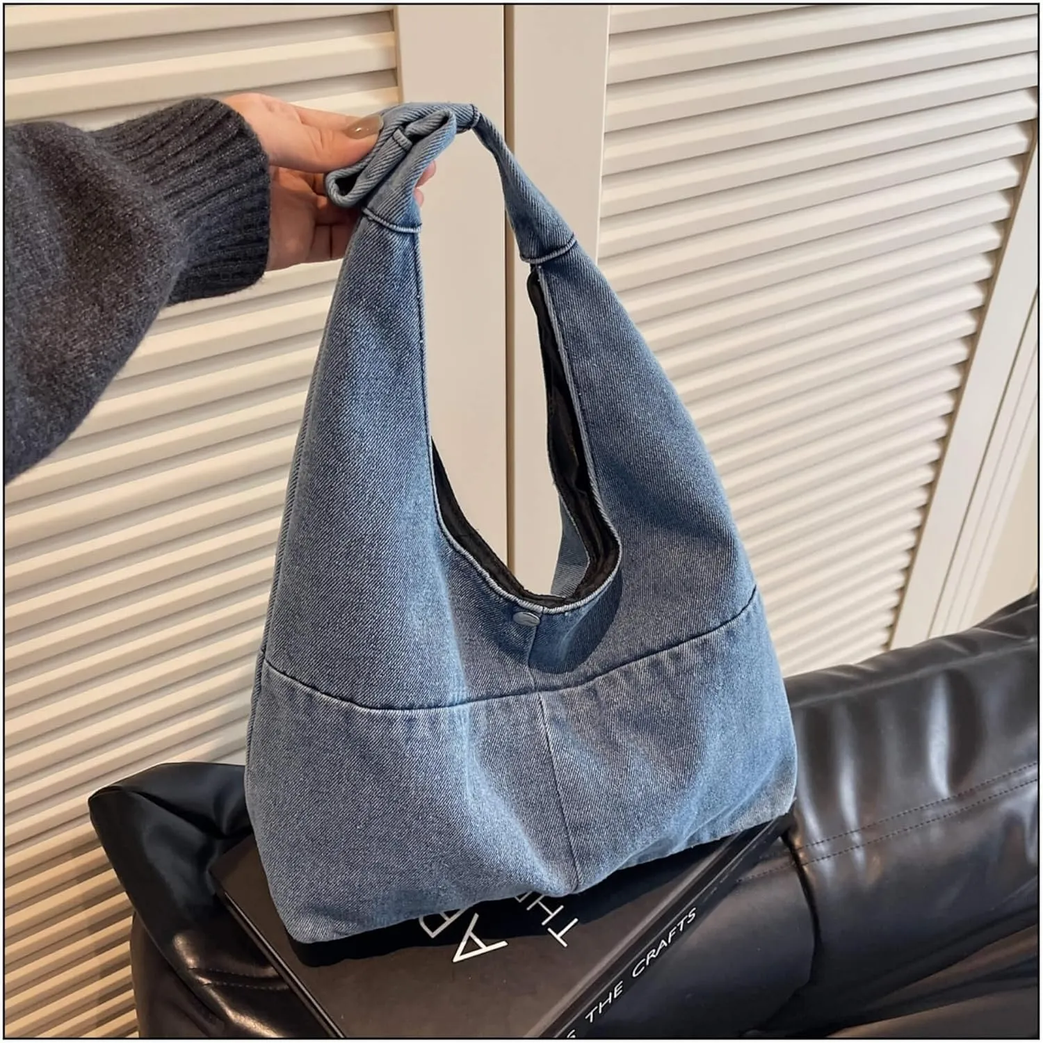 Vintage Grunge Tote Bag Y2K Canvas Bag for Women Men, Denim Crossbody Hobo Shoulder Bag Retro Unisex Bag