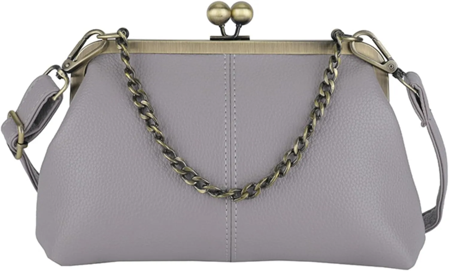 Vintage Kiss Lock Tote Women 2025 Clasp Clutch PU Leather Purse Crossbody Shoulder Bag Everyday Chic Messenger Handbag