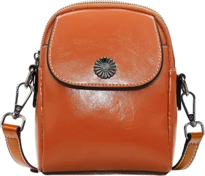 Vintage Small Crossbody Bags for Women Trendy, Leather Triple Compartment Phone Wallet Purse with Adjustable Strap