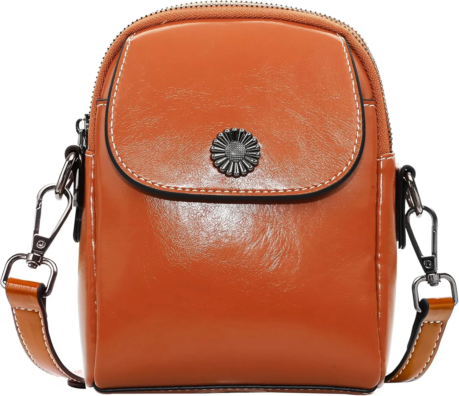 Vintage Small Crossbody Bags for Women Trendy, Leather Triple Compartment Phone Wallet Purse with Adjustable Strap