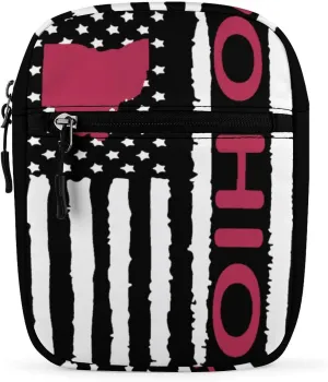 Vintage U.S. Ohio Map Flag Small Crossbody Bags for Women Men Sling Purse Shoulder Bag with Adjustable Strap