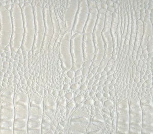 Vinyl Fabric Crocodile Gator Fake Leather Upholstery 54" Wide Sold by The Yard (Pearl White)