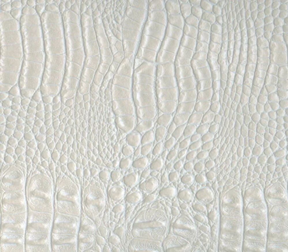 Vinyl Fabric Crocodile Gator Fake Leather Upholstery 54" Wide Sold by The Yard (Pearl White)