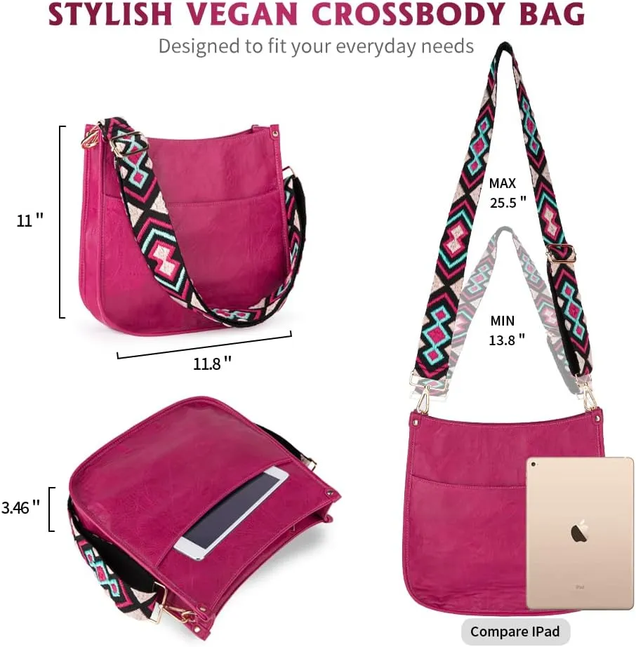 Viva Terry Vegan Leather Crossbody Fashion Shoulder Bag Purse with Adjustable Strap