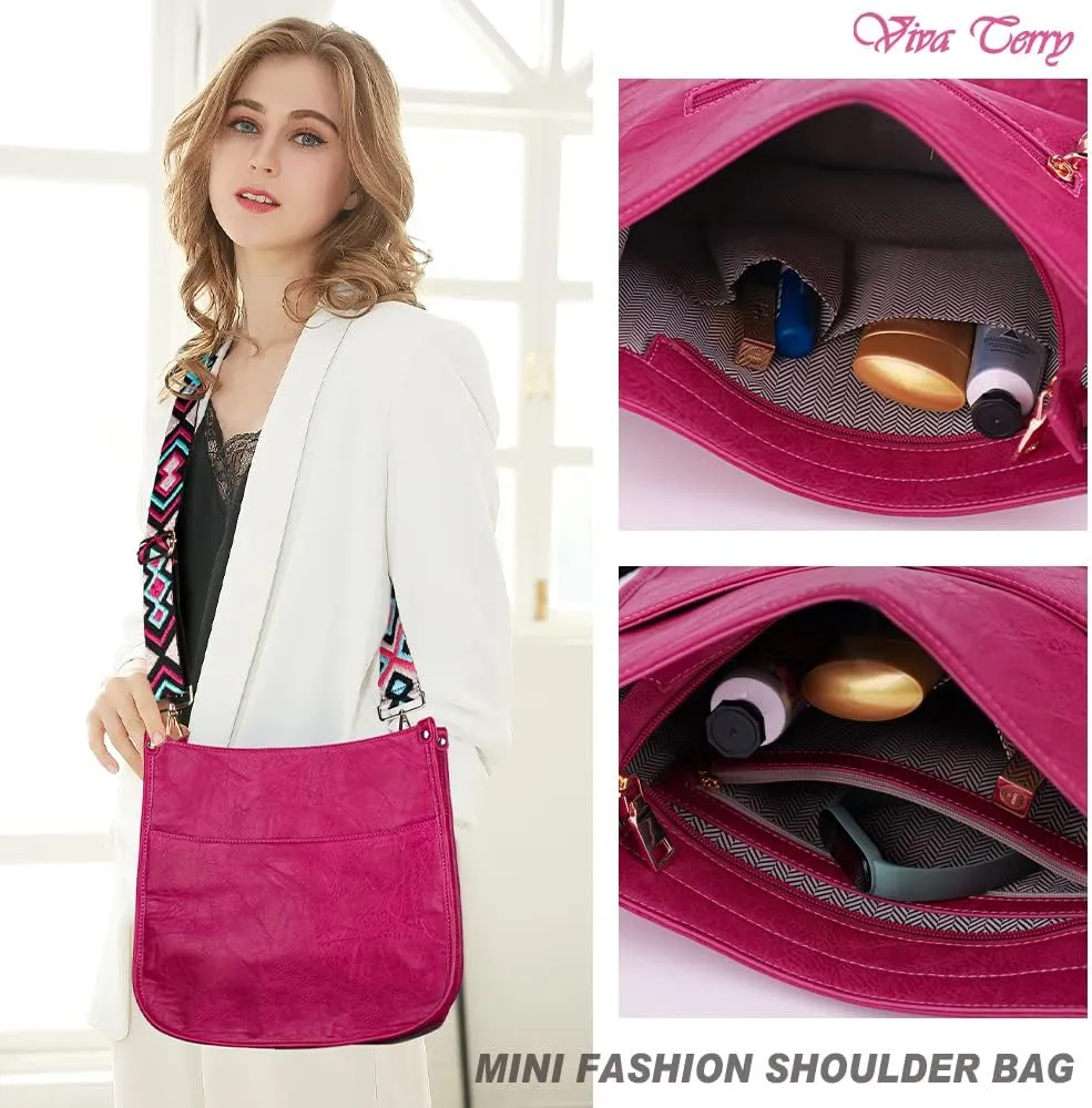 Viva Terry Vegan Leather Crossbody Fashion Shoulder Bag Purse with Adjustable Strap