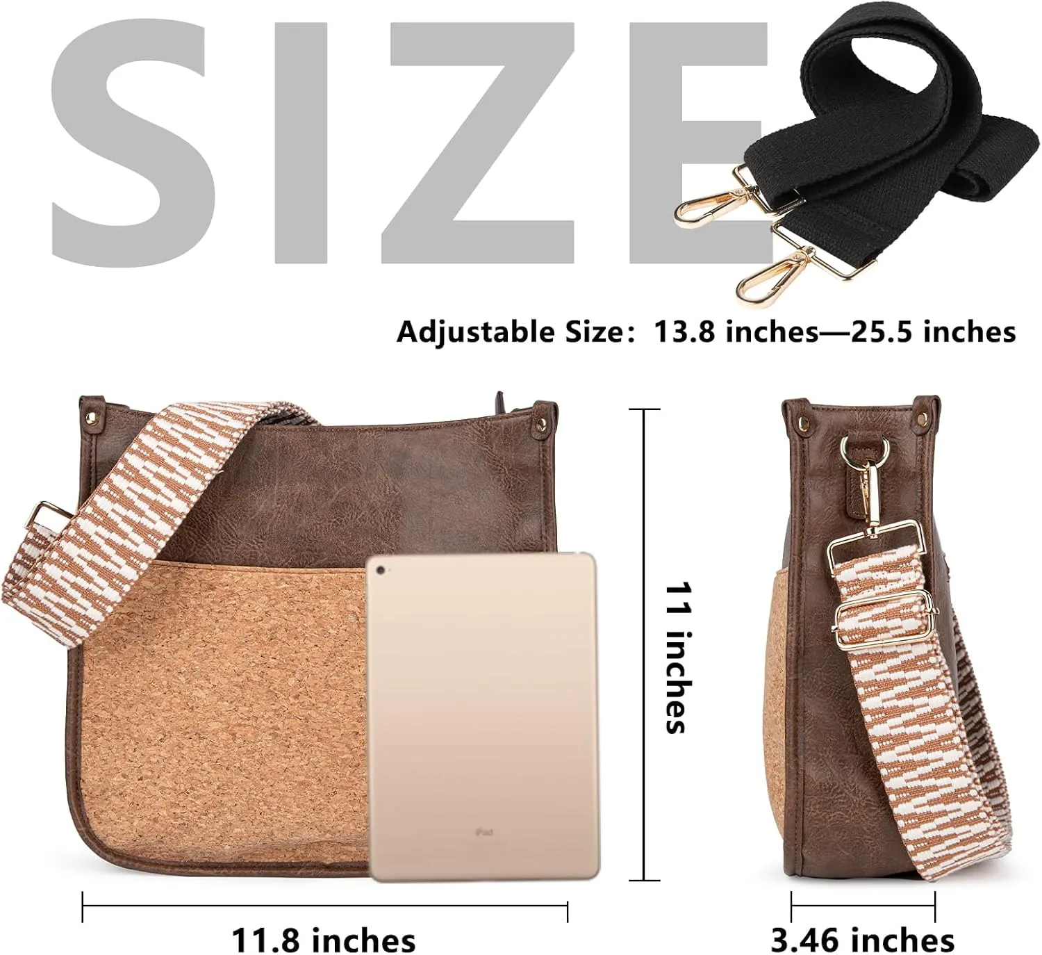 Viva Terry Vegan Leather Crossbody Fashion Shoulder Bag Purse with Adjustable Strap