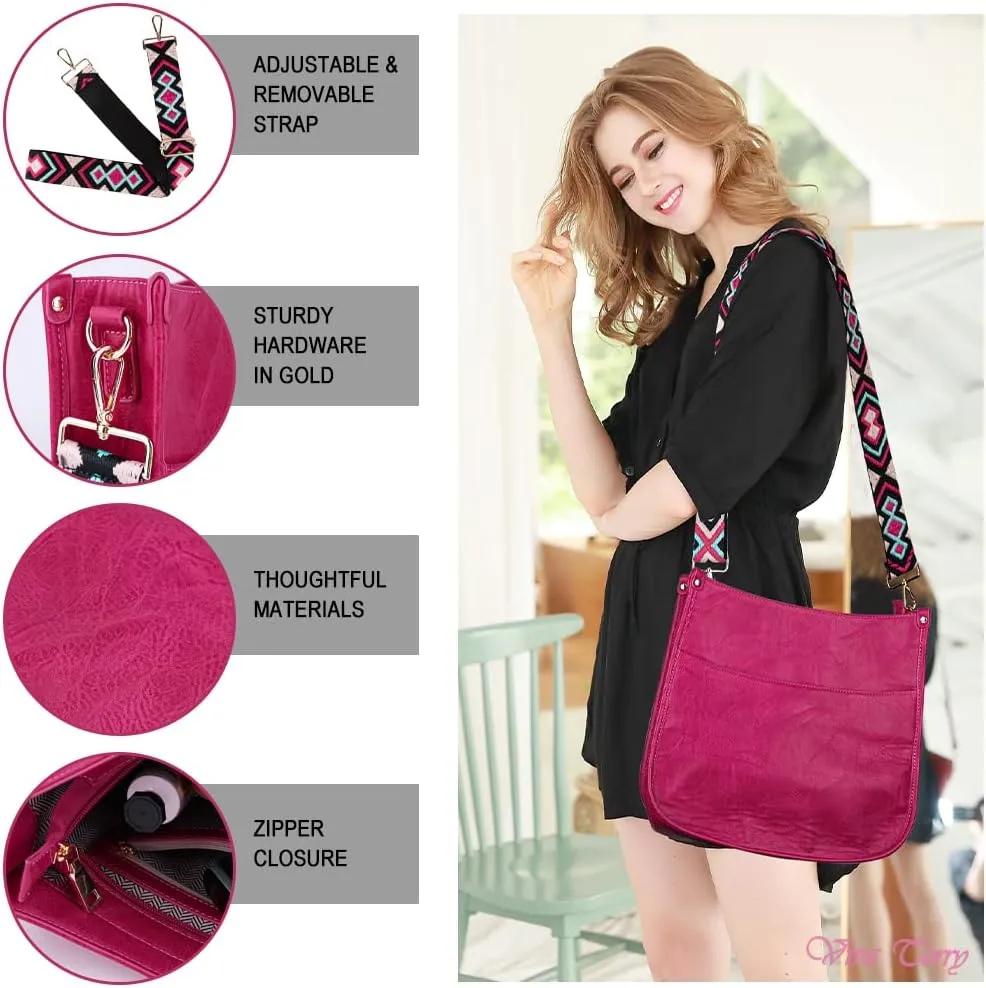 Viva Terry Vegan Leather Crossbody Fashion Shoulder Bag Purse with Adjustable Strap