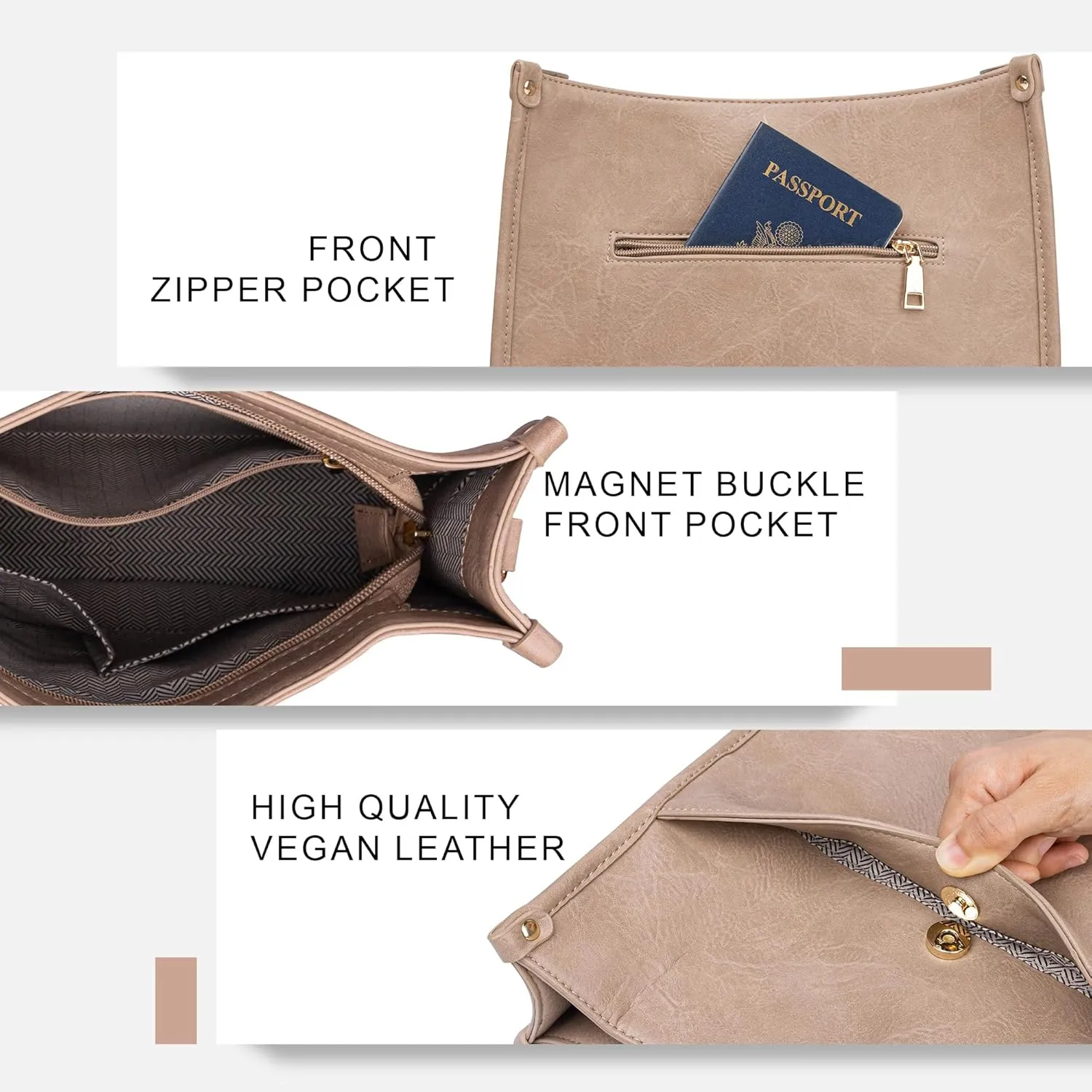 Viva Terry Vegan Leather Crossbody Fashion Shoulder Bag Purse with Adjustable Strap