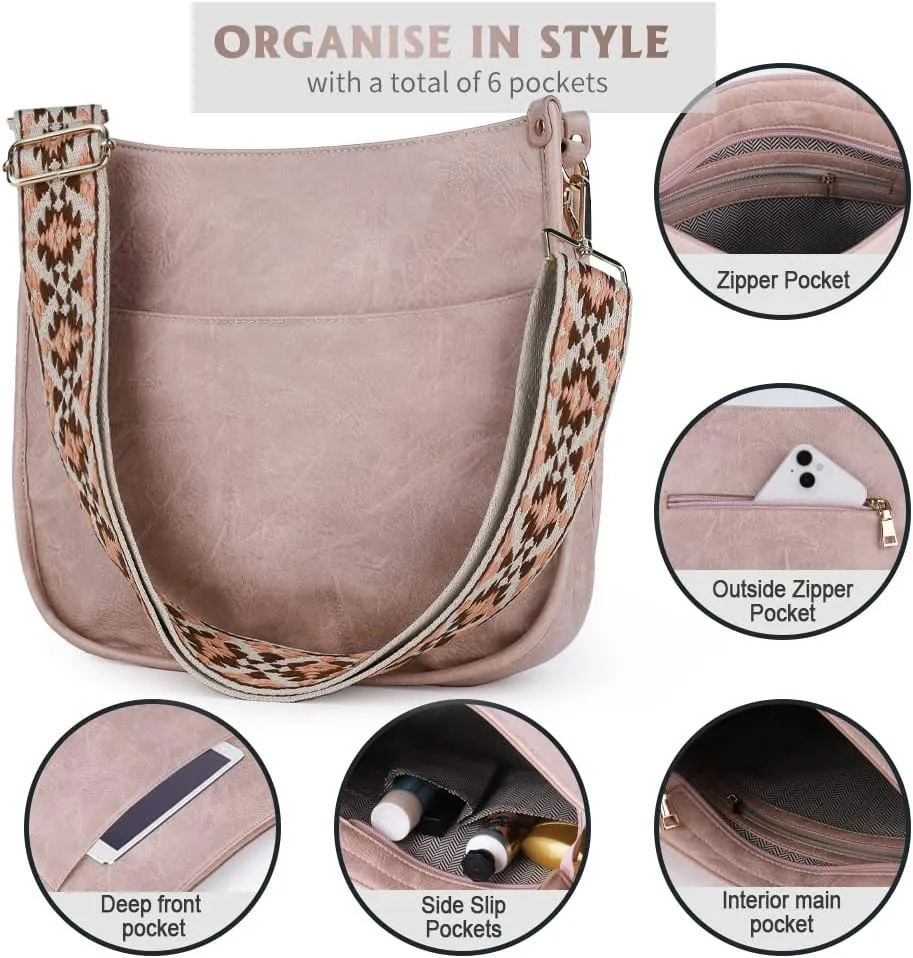 Viva Terry Vegan Leather Crossbody Fashion Shoulder Bag Purse with Adjustable Strap