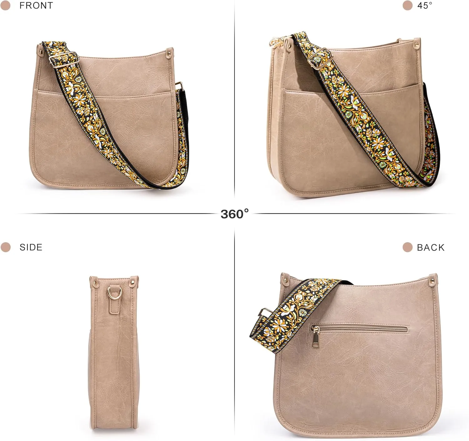 Viva Terry Vegan Leather Crossbody Fashion Shoulder Bag Purse with Adjustable Strap