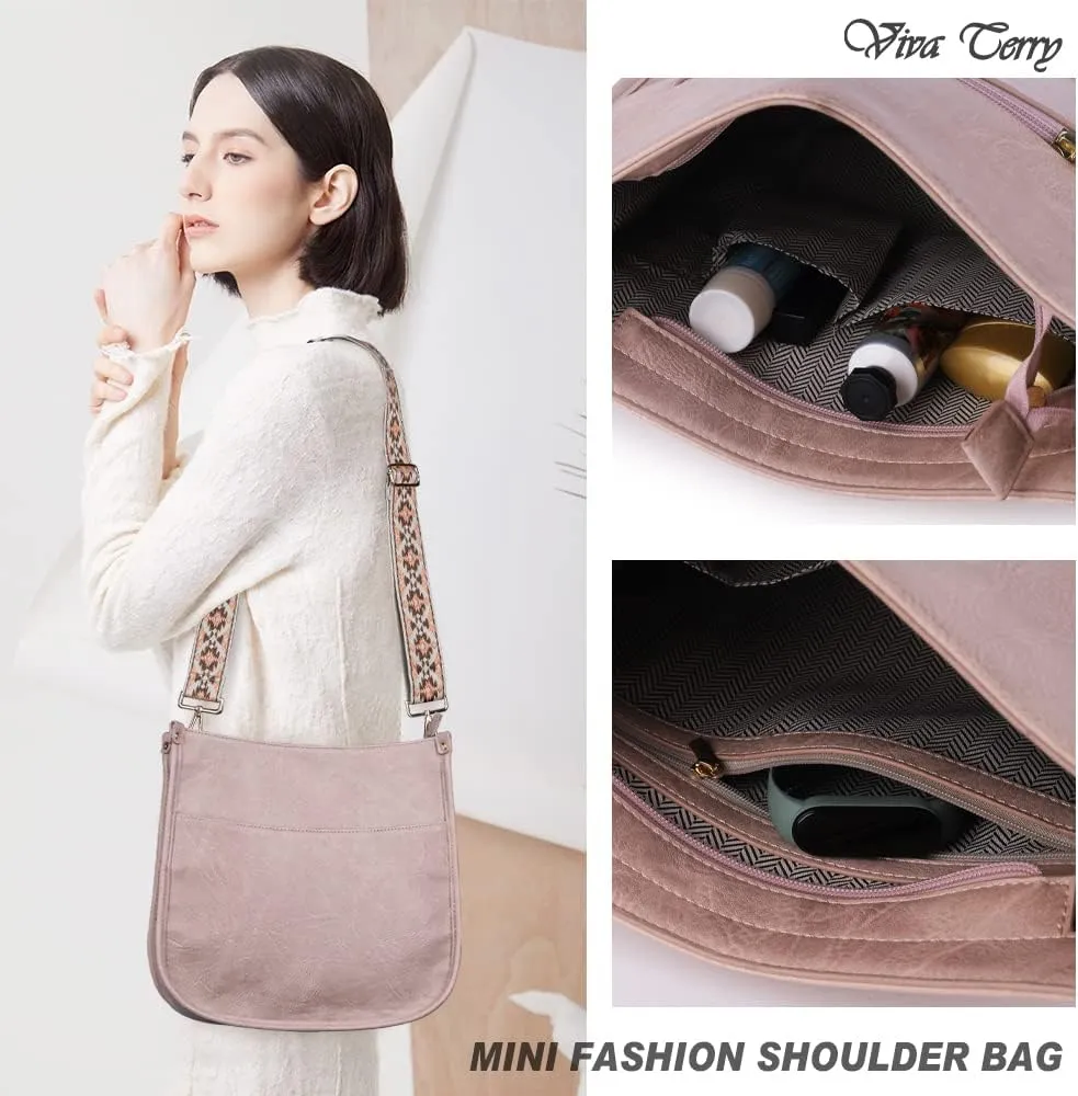 Viva Terry Vegan Leather Crossbody Fashion Shoulder Bag Purse with Adjustable Strap