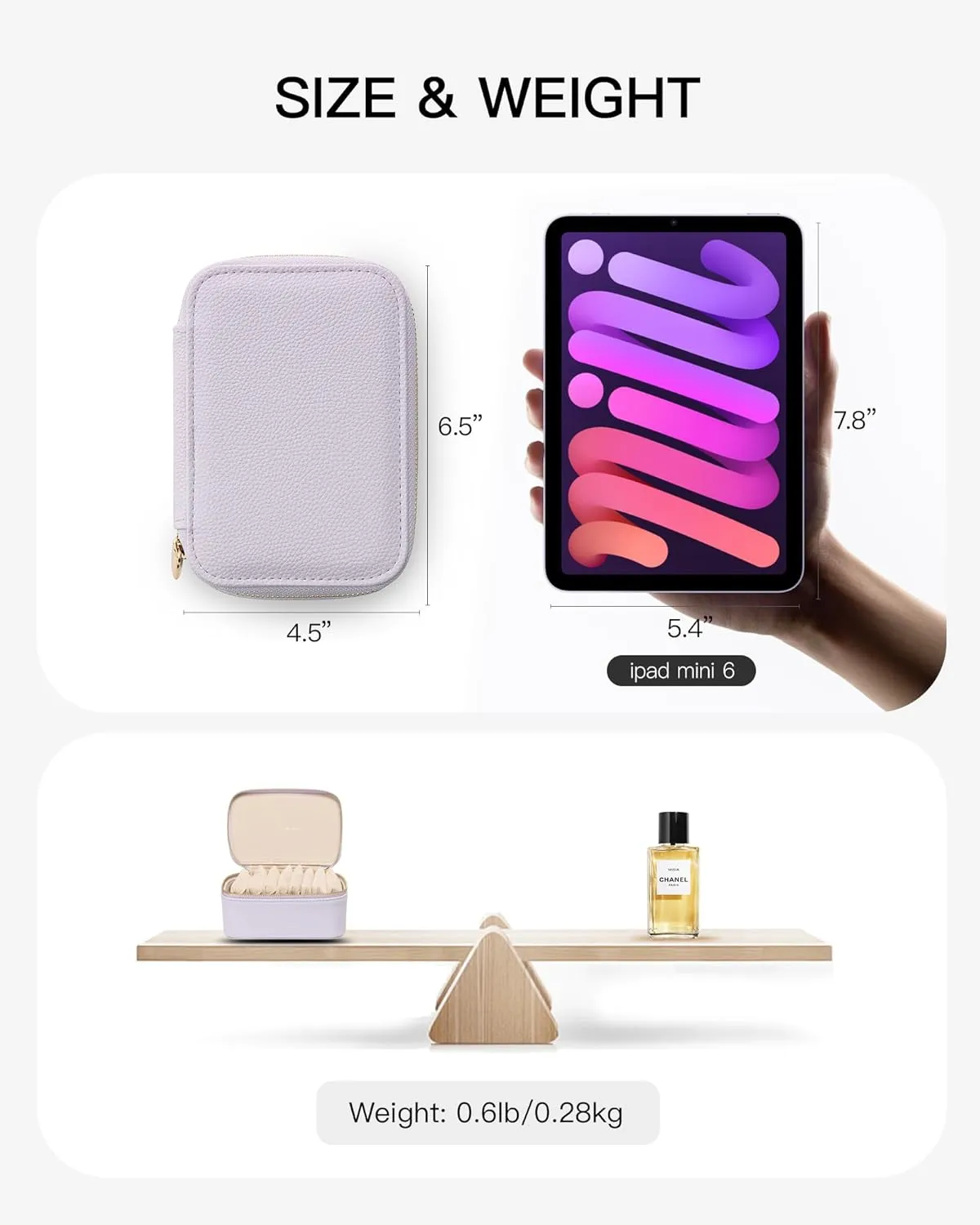 Vlando Jewelry Travel Organizer with 8 Velvet Jewelry Bags Travel Jewelry Box for Women Girls Jewelry Organizer Storage for Rings Earrings Birthday Christmas Gifts for Mom Wife Daughter-Purple