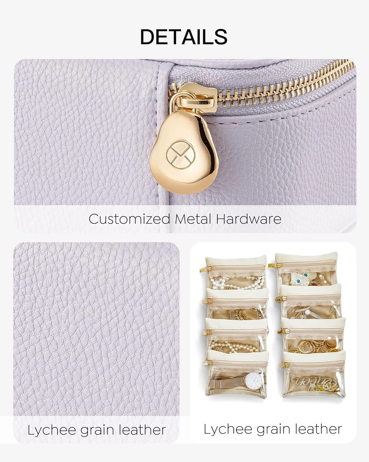 Vlando Jewelry Travel Organizer with 8 Velvet Jewelry Bags Travel Jewelry Box for Women Girls Jewelry Organizer Storage for Rings Earrings Birthday Christmas Gifts for Mom Wife Daughter-Purple