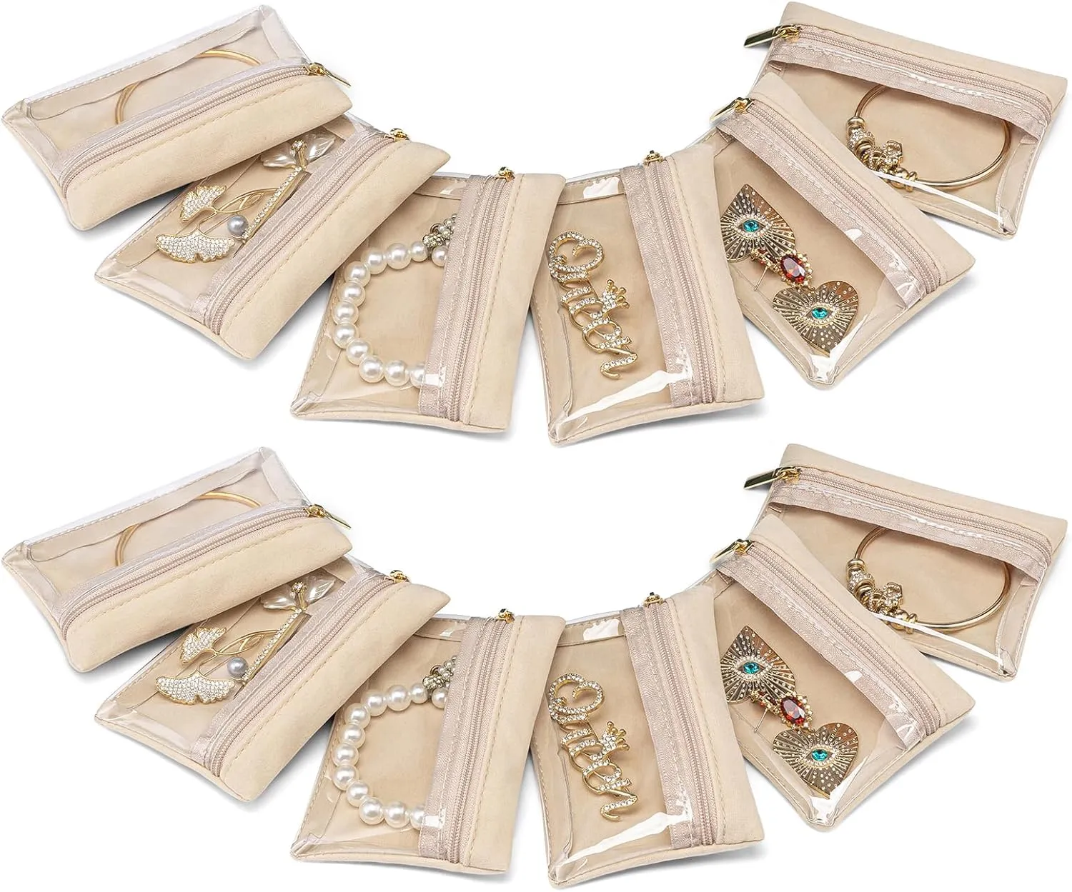 Vlando Travel Jewelry Bags - 12pcs Storage Pouches Organizer Case for Women