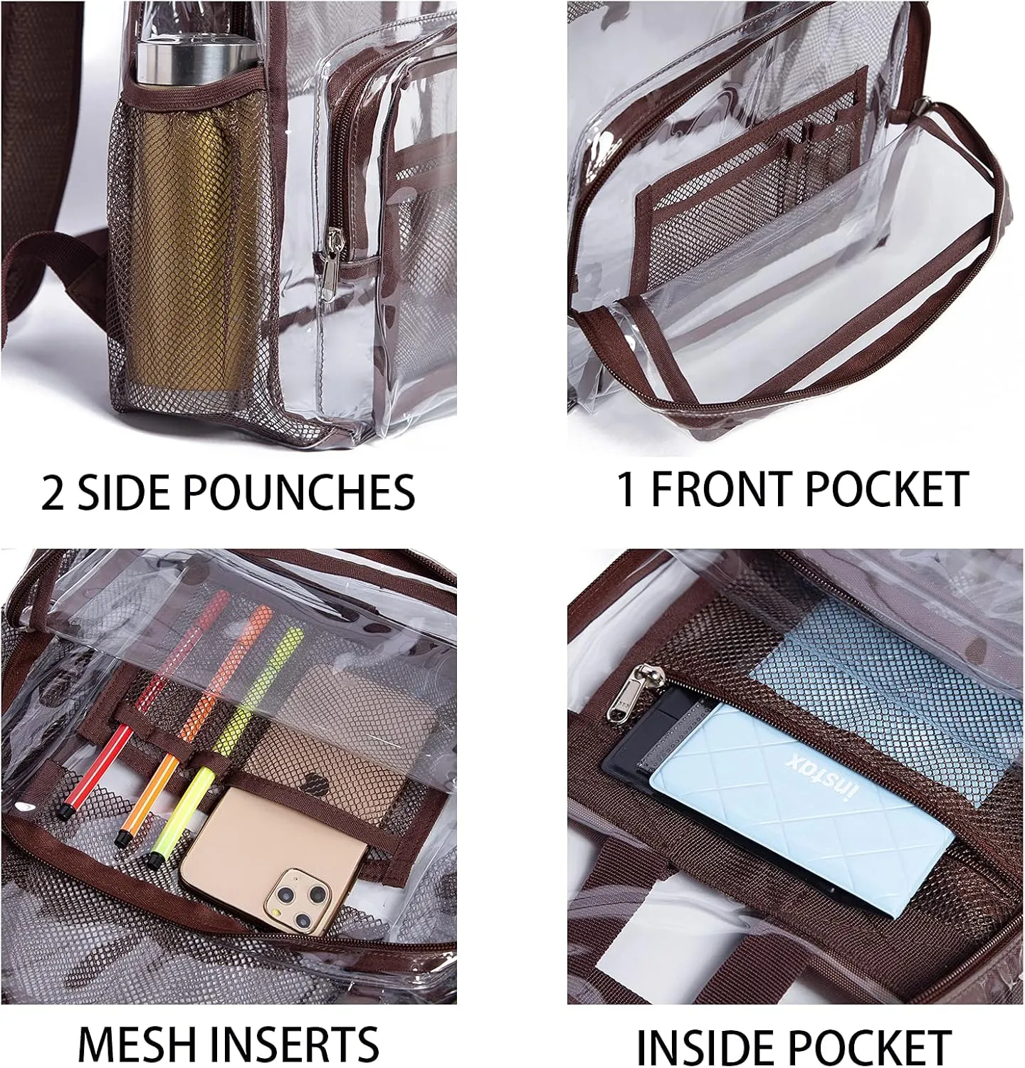 Vorspack Clear Backpack - Heavy Duty PVC Transparent See Through Backpack for College & Workplace