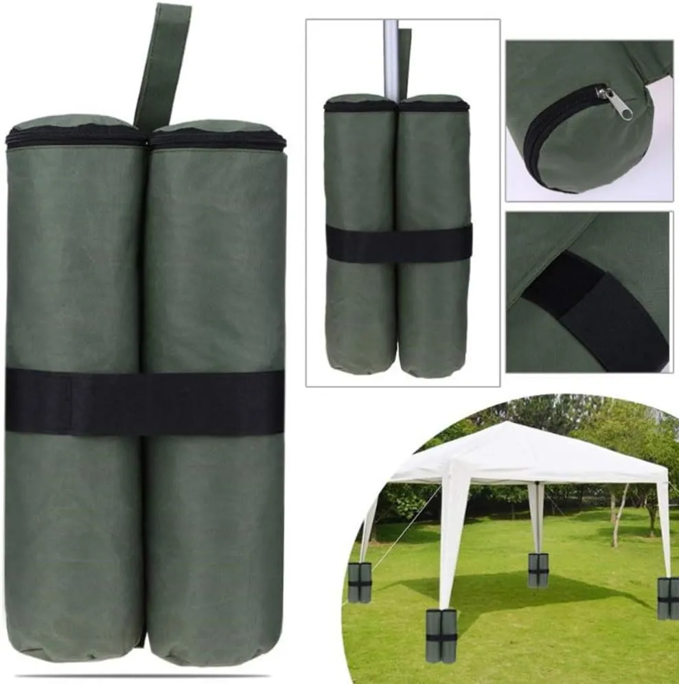 VOSAREA 4pcs Canopy Weight Bags Heavy Duty Tent Fixing Sand Bags Portable Solid Bags Sun Shelter for Hiking Camping Beach (Army Green)