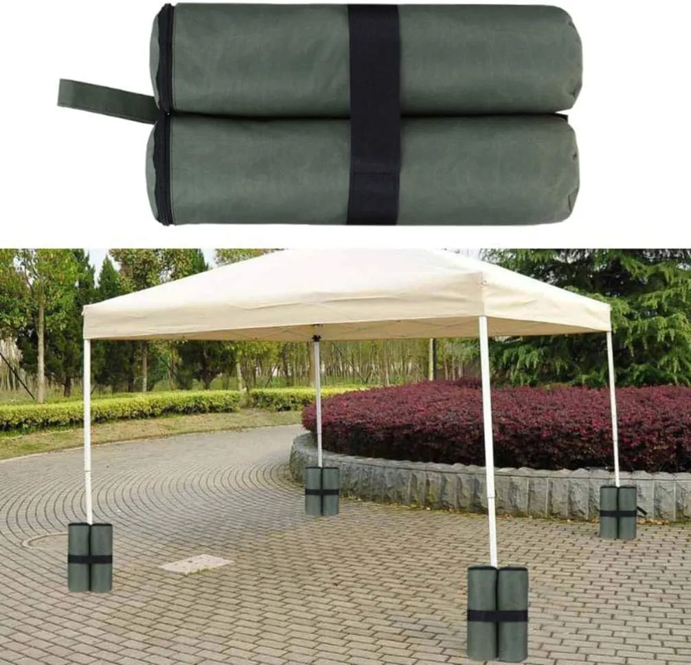 VOSAREA 4pcs Canopy Weight Bags Heavy Duty Tent Fixing Sand Bags Portable Solid Bags Sun Shelter for Hiking Camping Beach (Army Green)