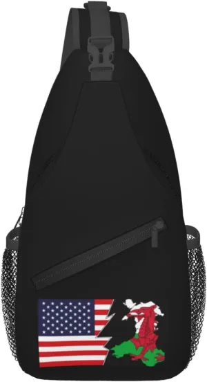 Wales Terrain Map And America Crossbody Bags For Women Men Chest Backpack Gym Shoulder Bag Travel Outdoor Sports Casual Crossbody Bags