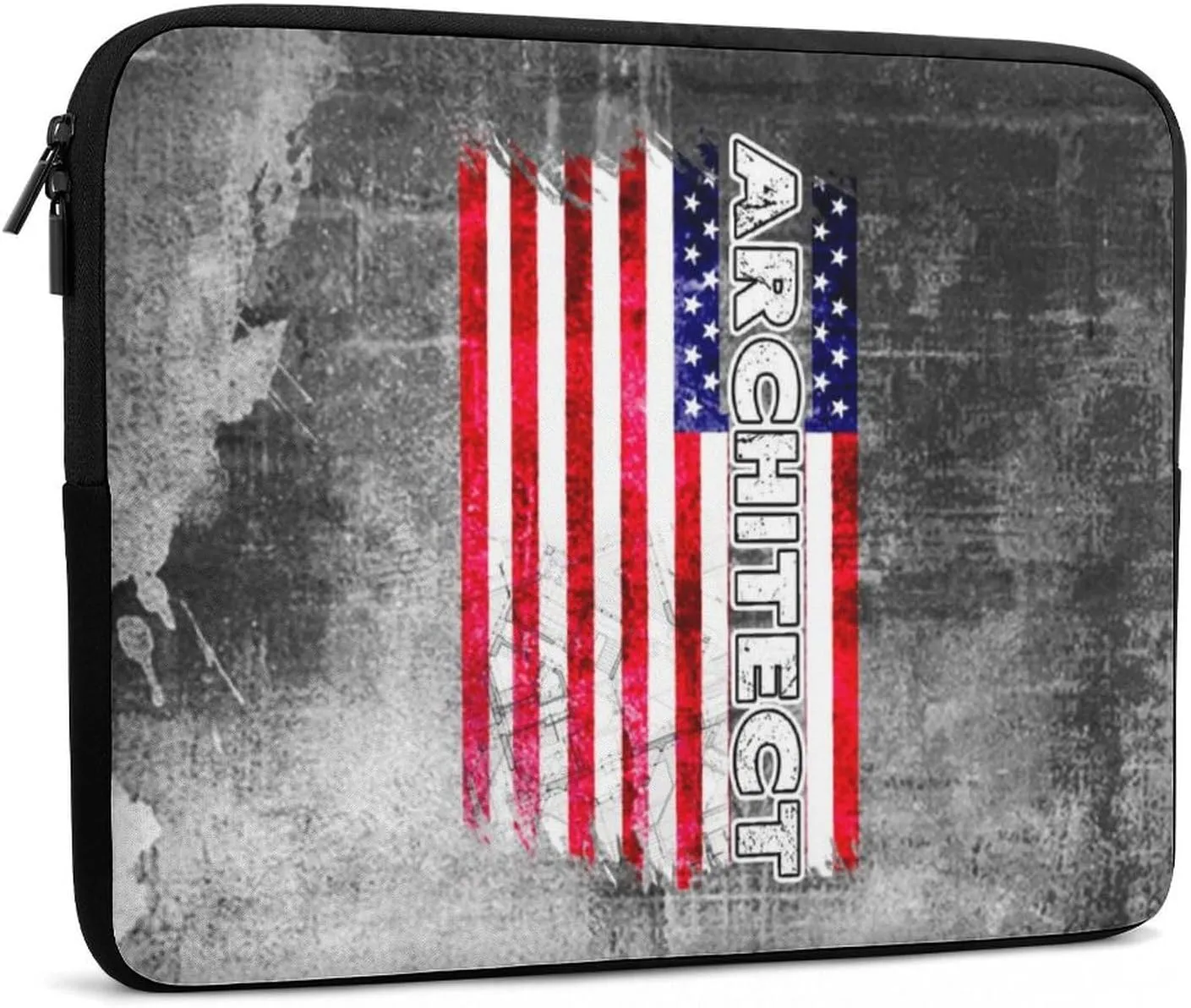 Wall Texture American Flag Architect Laptop Sleeve 13/15 Inch Durable Briefcase Cover Shockproof Protective Case Handbags Portable Laptop Bag