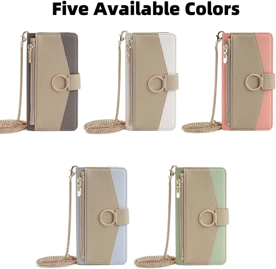 Wallet Case with Crossbody Strap Compatible for Apple iPhone 16e, Magnetic Handbag Zipper Pocket Cases PU Leather Flip Cell Phone Holster Cover with Kickstand, Blue