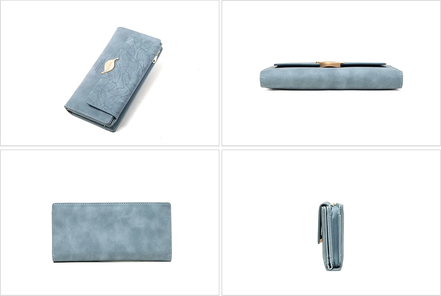 Wallets For Women Large Clutch Wristlet Phone Ladies Girls Cute Long Bifold Purse Unique Original Gift (Blue)