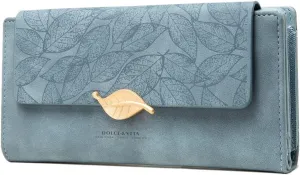 Wallets For Women Large Clutch Wristlet Phone Ladies Girls Cute Long Bifold Purse Unique Original Gift (Blue)