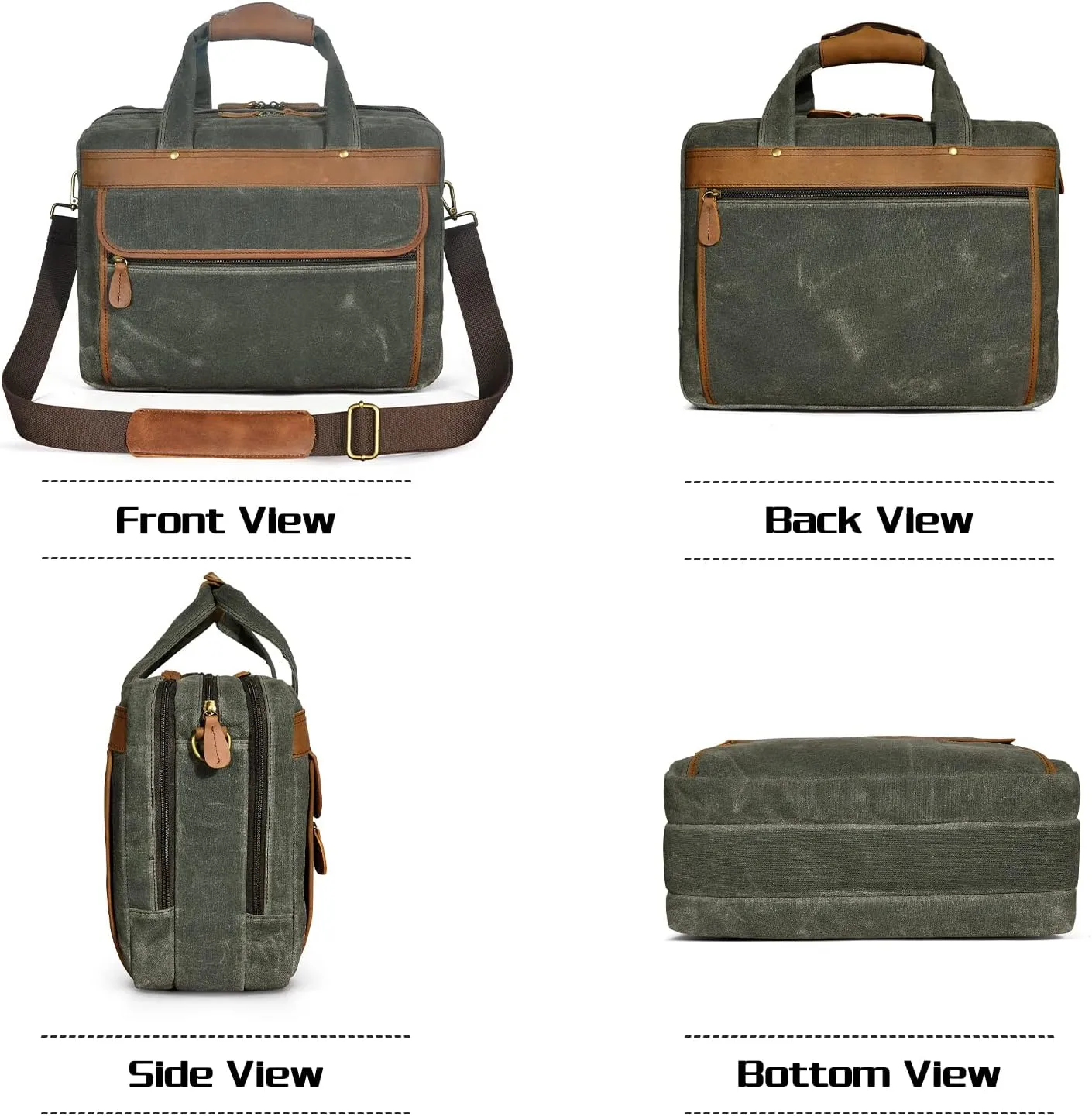Water Resistant Canvas   Leather Business Attache Tote Briefcase Laptop Office Portfolio Bag For Men FB7146