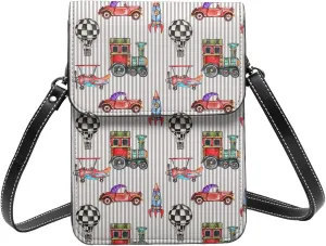 Watercolor retro steampunk vehicle vintage Crossbody Cell Phone Purse for Women Girls Leather Mini Cross Body Bags Small Shoulder Bags