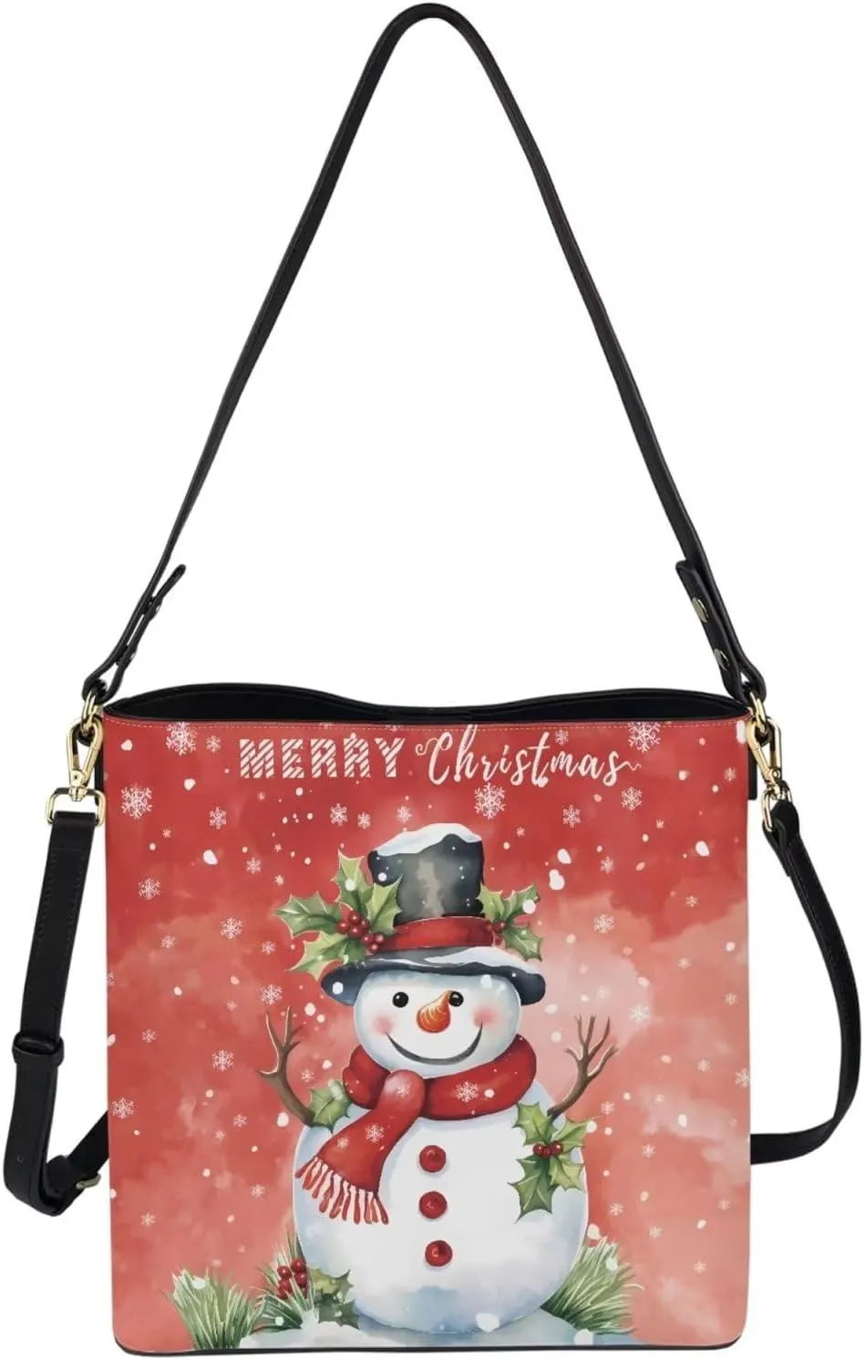 Waterproof Bucket Bags for Women, Crossbody Bag for Women Handbags PU Leather Shoulder Bags, 11”x 4.5”x 11.4”