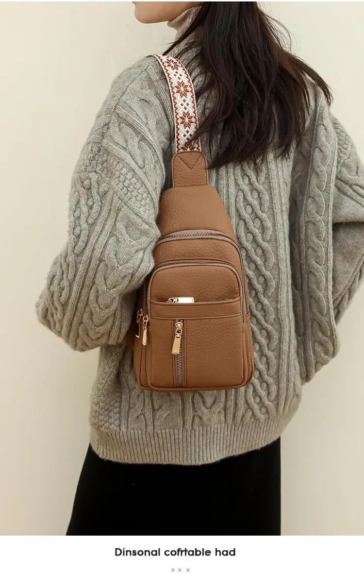 Wbougisay Crossbody Bag, Women Crossbody Chest Bagwith Adjustable Strap, Large Capacity Anti-Theft Solid Color Crossbody Bag