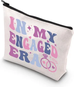 WCGXKO Fiance Merchandise In My Engaged Era Makeup Bag Zipper Bag Bachelorette Party Gift Engagement Gift Bride Toiletry Bag (Engaged Era)