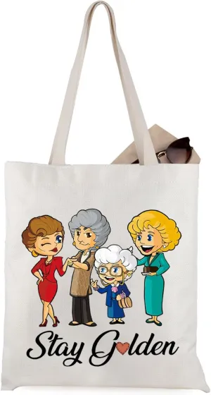 WCGXKO Stay Golden Tote Bag Golden TV Show Inspired Gift Golden Sister Gift Friendship Gift