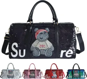 Wealth & Strength Duffle Bag for Women and Kids Gym Sports Girls Workout Travel Weekender with Shoe Compartment Wet Pocket Great Travel,Yoga,Fishing, Swimming,Hunting Bags (black), 46cm x 28cm 20cm