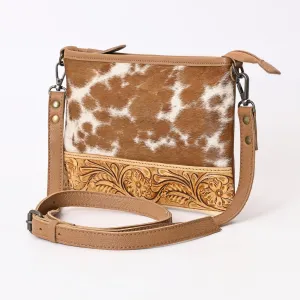 Western Cowhide Tooled Leather Small Crossbody Bag Cowgirl Fashion Purse with Adjustable Detachable Shoulder Strap