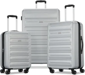 Westridge Hardshell Luggage Set - 3 Piece Set - 20" Carry-On, 24” & 28” Checked Luggage Set with 360° Spinner Wheels - Expandable Suitcases for Extended Travel - Durable ABS Shell - Silver