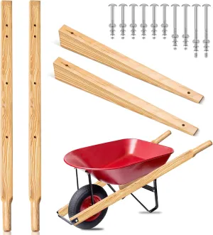 Wheelbarrow Handles，Wooden Wheel Barrow Handles Kit.,Heavy Duty Wheelbarrow Replacement Parts with 2 Wedges