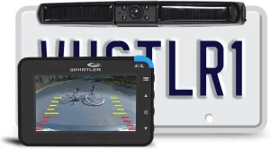 Whistler Backup Camera, 4.3" LCD Monitor, IP65 Weather Resistant, Solar Charging, No Hardwire, 110° Wide Rear View with LED Lights, Backup Assist Grid Lines