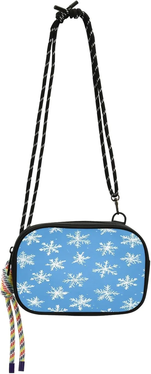 White Snowflakes Small Crossbody Bags for Women Lightweight Crossbody Phone Purse Women's Crossbody Handbags with Adjustable Strap