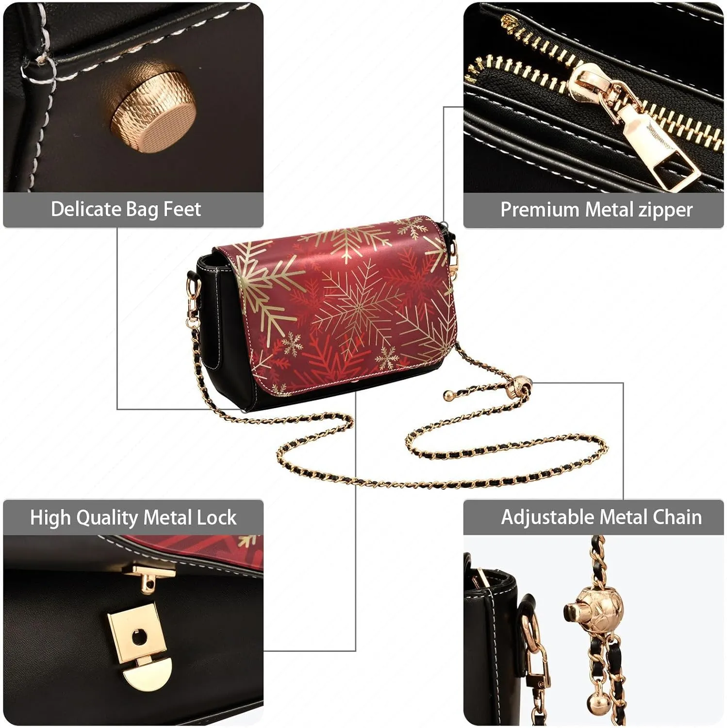 WIHVE Women's Crossbody Handbag Leather Shoulder Bag with Chain Strap