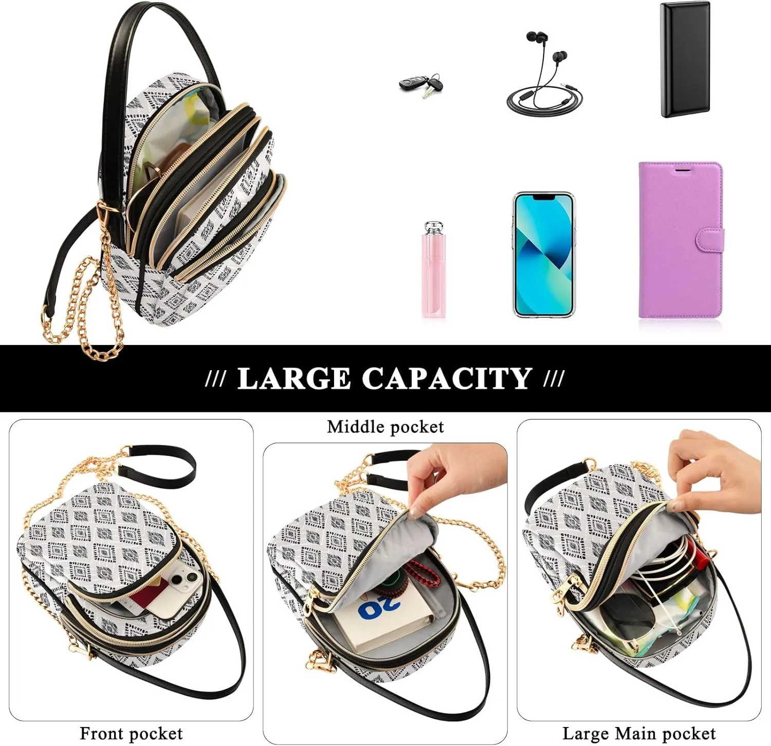 Wild Leopards Quilted Crossbody Bag Casual Crossbody Bags for Women