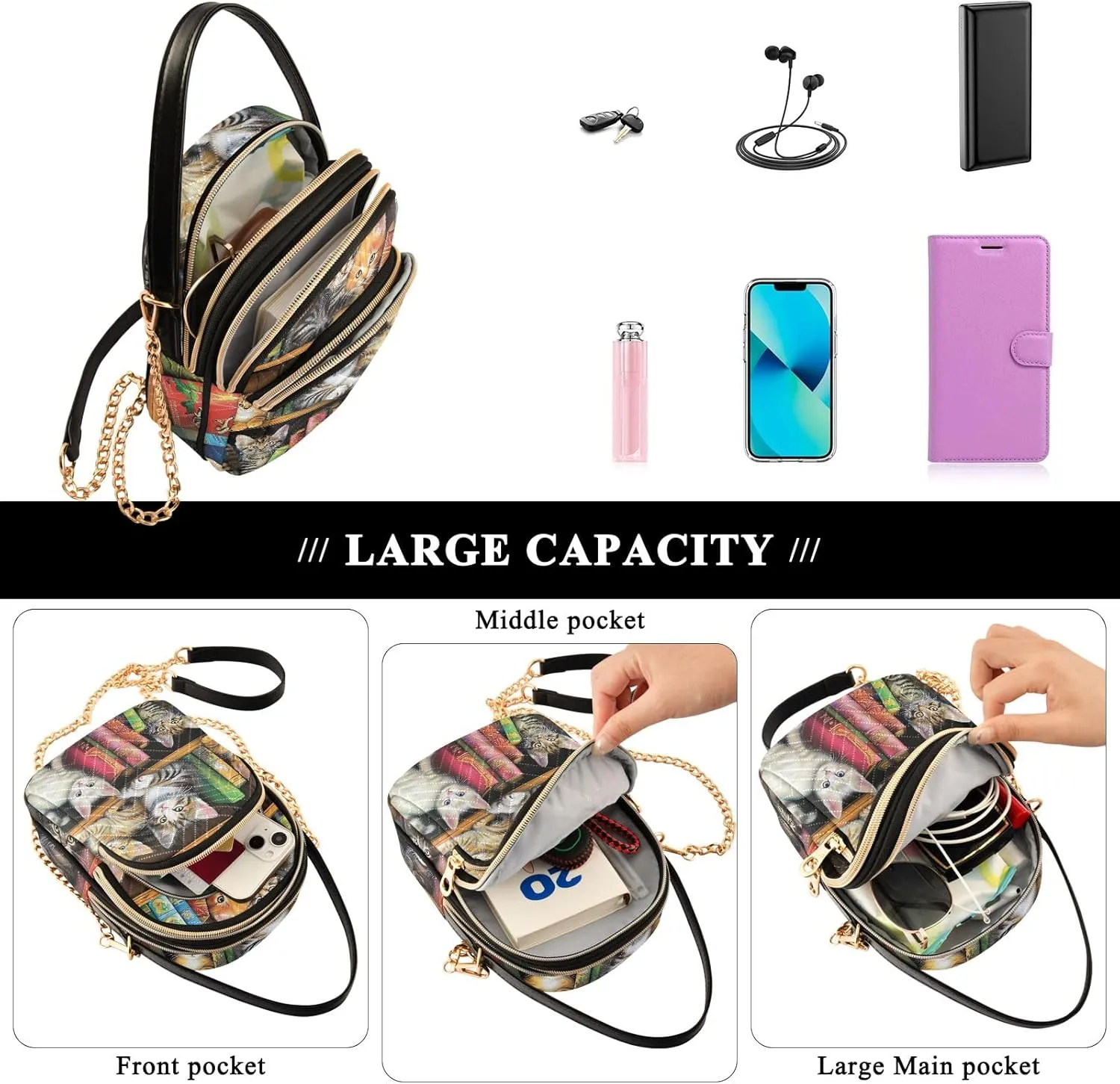 Wild Leopards Quilted Crossbody Bag Casual Crossbody Bags for Women
